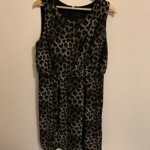 APT 9 Womens Size 12 Dress Chiffon Leopard Print Zipper Back Knee Length